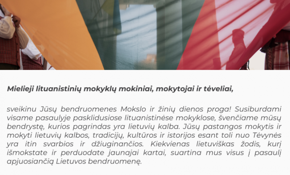  Ministras G. Landsbergis: kiekvienas lietuviškas žodis suartina mus į pasaulį apjuosiančią...