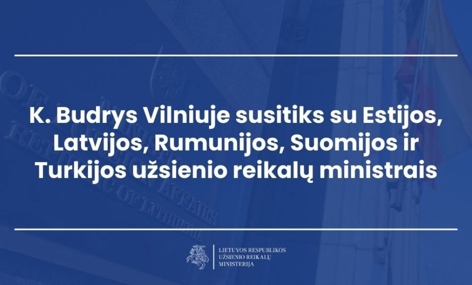 K. Budrys Vilniuje susitiks su Estijos, Rumunijos, Suomijos ir Turkijos užsienio reikalų ministrais