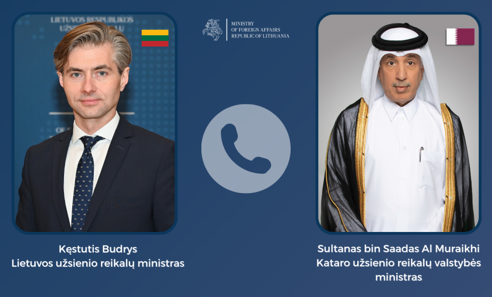 K. Budrys telefonu kalbėjosi su Kataro užsienio reikalų ministru