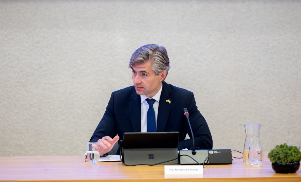 K. Budrys: Lietuva tęs visapusišką paramą Ukrainai, kad ji gautų viską, ko reikia sėkmingai apsiginti ir pasiekti teisingą bei ilgalaikę taiką