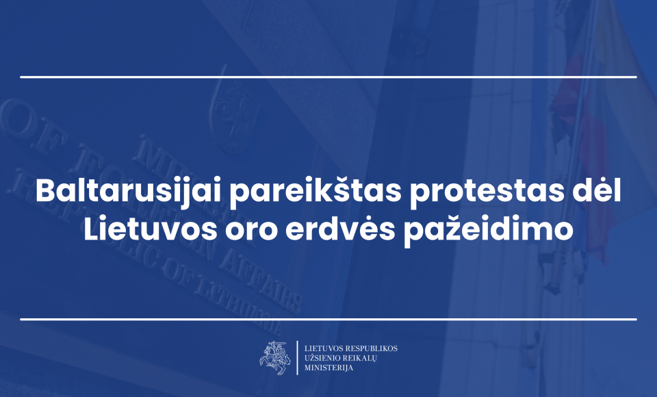 Baltarusijai pareikštas protestas dėl Lietuvos oro erdvės pažeidimo