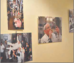 Photographs of Lithuanian Jews on display (Photo: Shelly Elk)