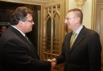 L.Linkevičius (left) and Latvian Foreign Minister Edgars Rinkēvičs 